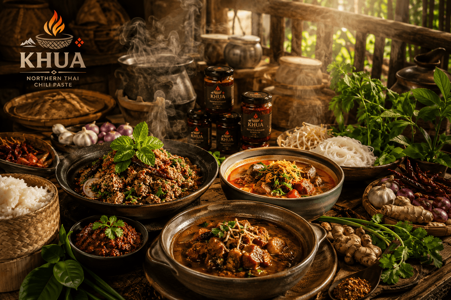 อาหารเหนือแท้ สูตรล้านนา น้ำพริกลาบ น้ำเงี้ยว และพริกแกงเหนือ KHUA